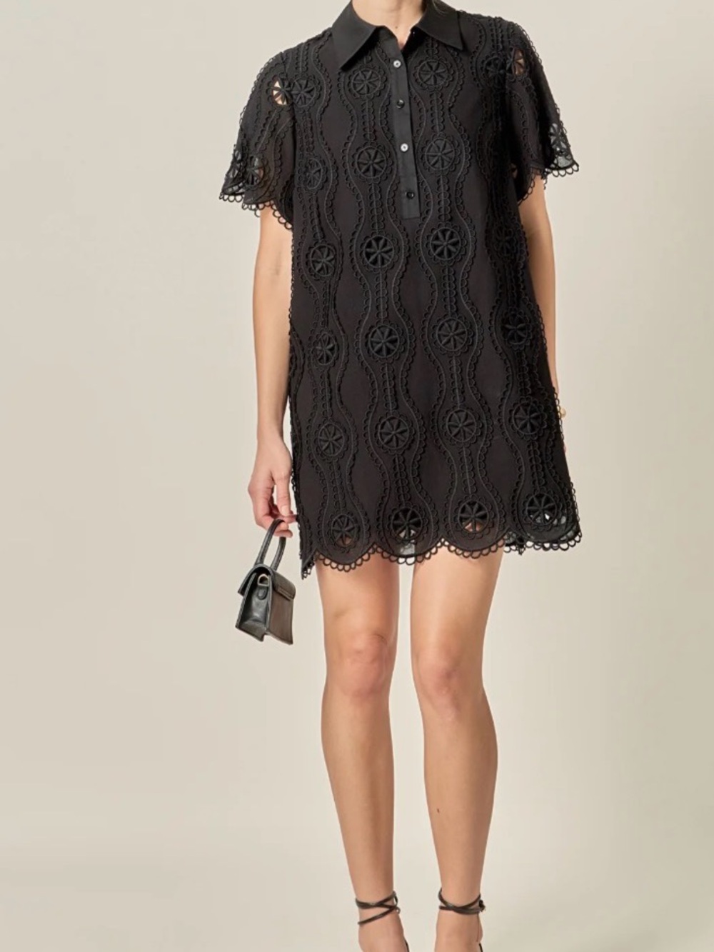 English Factory scallop embroidered shirt dress, small